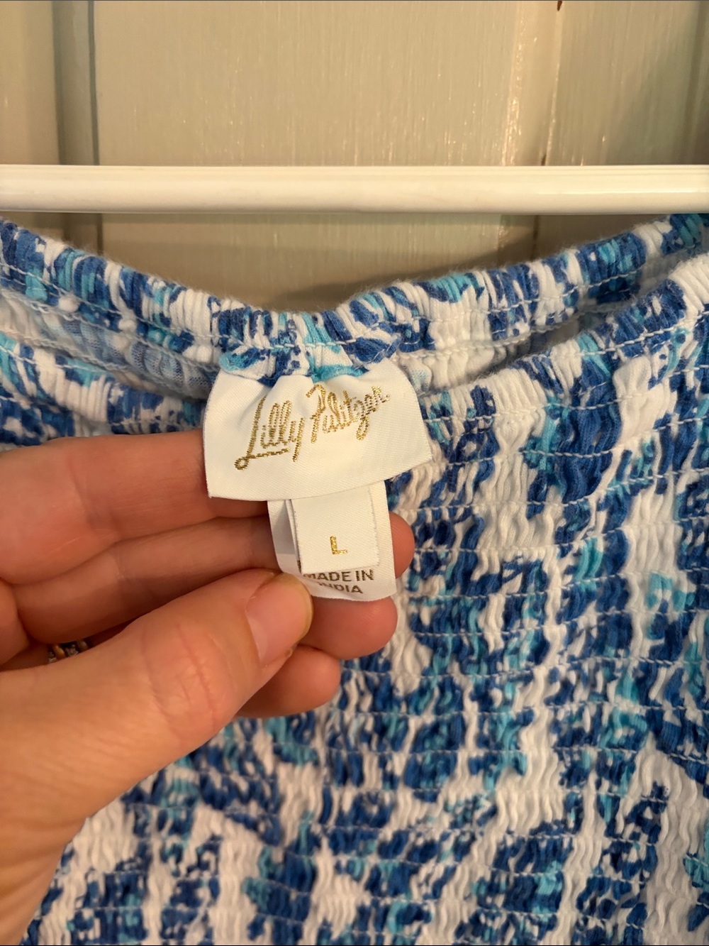 Lilly Pulitzer Blue and White Floral Smocked Dress - Picture 4 of 5